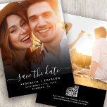 QR Code Photo Overlay Modern Wedding Save The Date<br><div class="desc">Set the elegant feel for your wedding day with this modern design. You can include a QR code directing guests to your wedding website.</div>