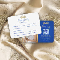 QR Code & Photo Quinceañera Gold Crown Royal Blue