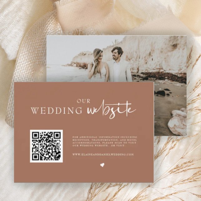 QR Code Photo Rustic Wedding Details Enclosure Card (Creator Uploaded)