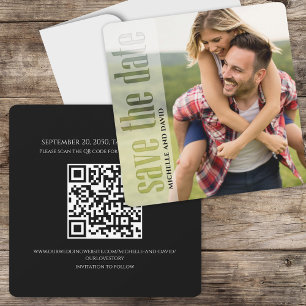 QR Code Photo Save the Date Modern Typography