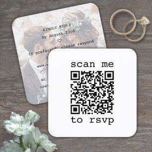 QR Code & Photo Wedding RSVP Typewriter Typography Enclosure Card
