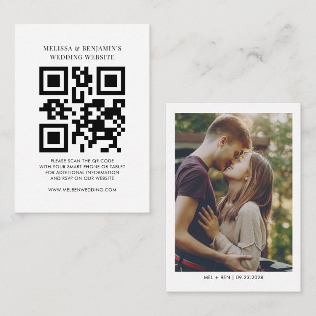 QR Code Photo Wedding Website RSVP Enclosure Card (Front/Back)