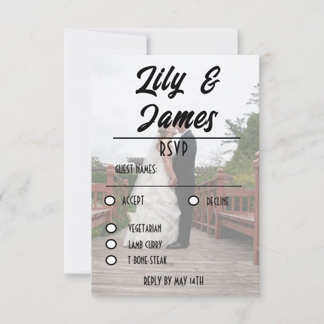 QR Code & Photo Wedding Website Simple RSVP Card (Front)