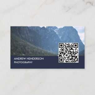 QR Code Photographer Navy Blue Business Card