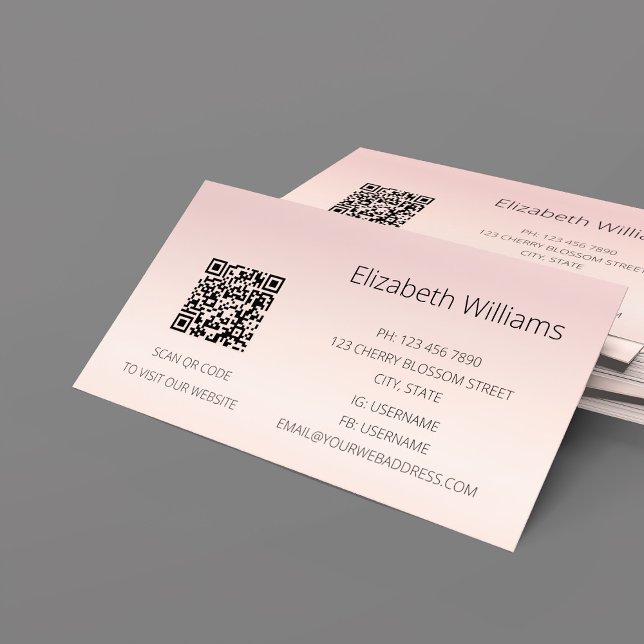 QR Code | Pink Blush Gradient Business Card (Creator Uploaded)