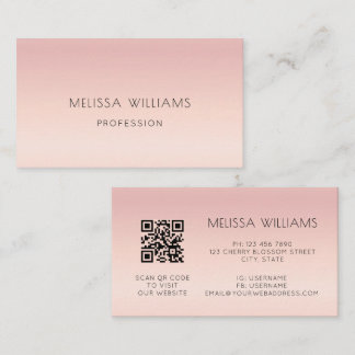 QR Code | Pink Blush Gradient Business Card