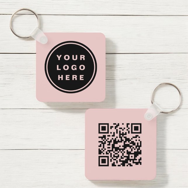 QR Code Pink Company Business Logo Promotional Key Ring (Creator Uploaded)