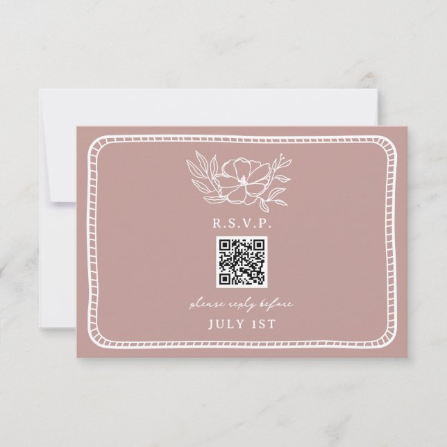 QR Code Pink Floral Wedding QR RSVP (Front)