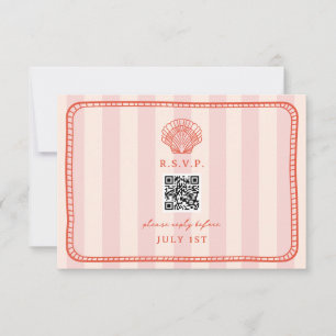 QR Code Pink Stripe Shell Wedding QR RSVP