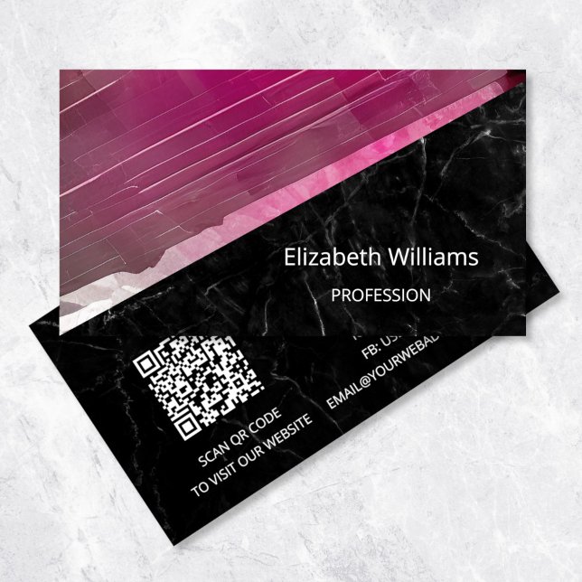 QR Code | Pink Tourmaline Gemstone Crystal Busines Business Card (Creator Uploaded)