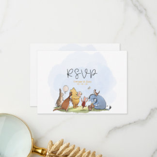 QR Code Pooh Bear Shower RSVP  Thank You Card