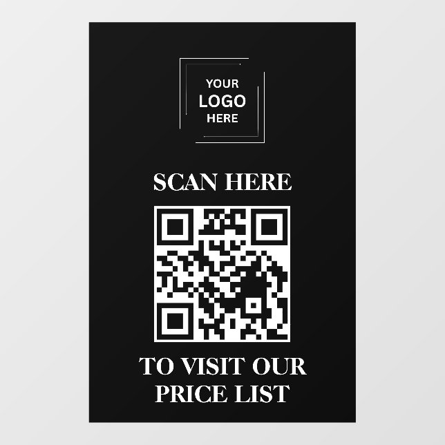 QR Code Price List Scan Me Black Business Window  (Sheet)
