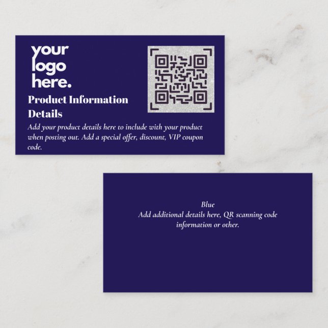 QR Code Product Packaging Warranty Details Coupon Enclosure Card (Front/Back)