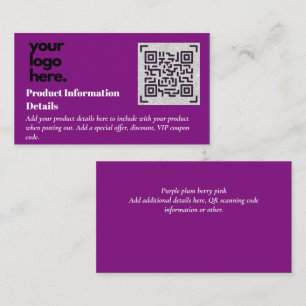 QR Code Product Packaging Warranty Details Coupon Enclosure Card
