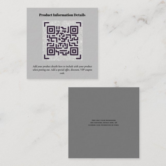 QR Code Product Packaging Warranty Details Coupon Enclosure Card (Front/Back)