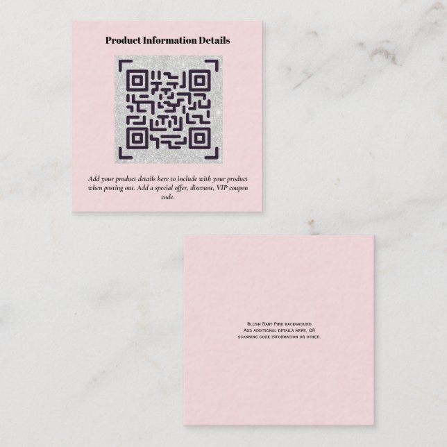 QR Code Product Packaging Warranty Details Coupon Enclosure Card (Front/Back)