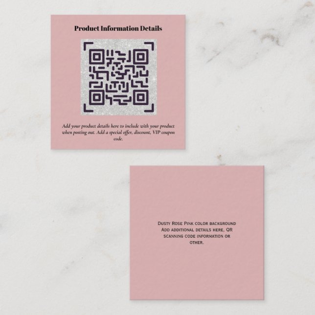 QR Code Product Packaging Warranty Details Coupon Enclosure Card (Front/Back)