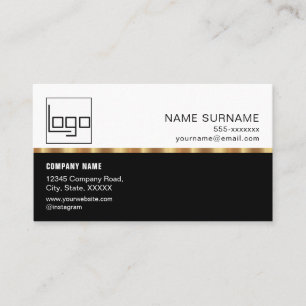 QR Code Professional Custom Logo Black Gold Modern Business Card