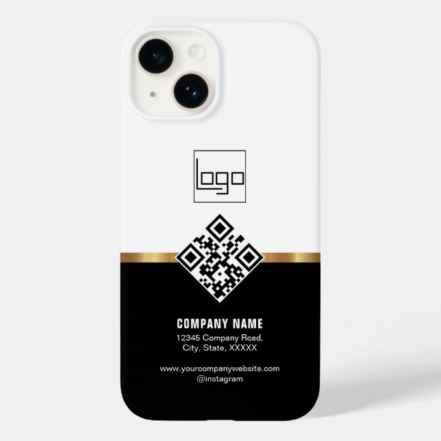 QR Code Professional Custom Logo Black Gold Modern Case-Mate iPhone Case (Back)