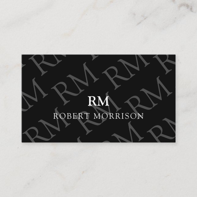 QR code Professional Masculine Minimalist Monogram Business Card (Front)