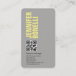 QR code professional minimalist bold grey yellow Business Card