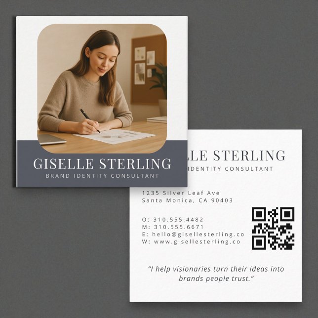 QR Code Professional Modern Name Business Photo Square Business Card (Creator Uploaded)