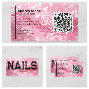 QR Code Professional Nail Technician Templates Business Card