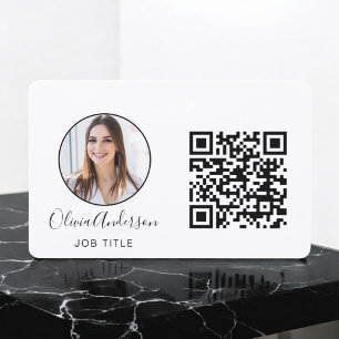 QR Code Professional Photo White Business Card Bad ID Badge