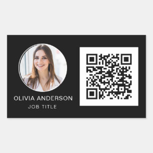 QR Code Professional Photo White Business Card Rec Rectangular Sticker