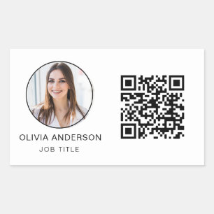 QR Code Professional Photo White Business Card Rectangular Sticker