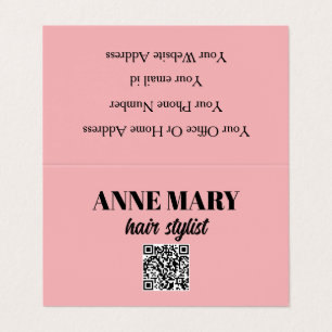 QR Code Professional Pink Black Hairstylist Modern Business Card