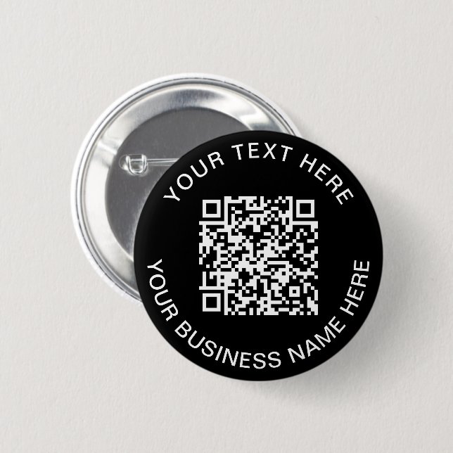 QR Code Promotional Black 6 Cm Round Badge (Front & Back)
