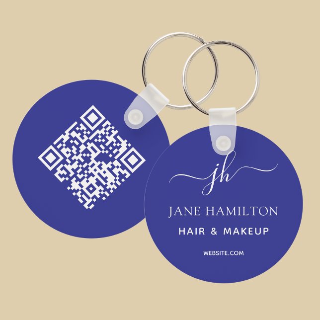 QR Code Promotional Business Blue Key Ring (Creator Uploaded)