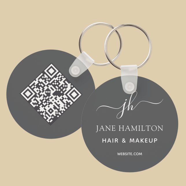 QR Code Promotional Business Grey Key Ring (Creator Uploaded)