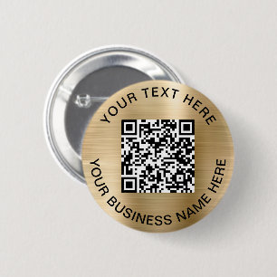 QR Code Promotional Gold 6 Cm Round Badge