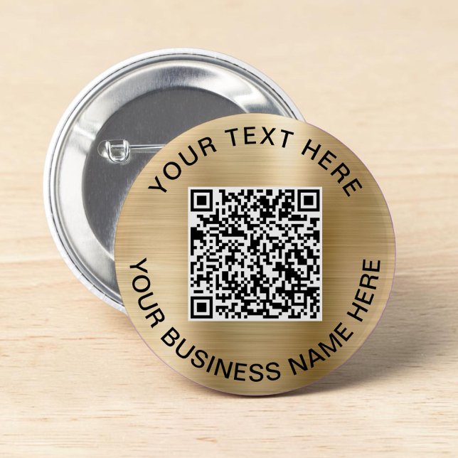 QR Code Promotional Gold 6 Cm Round Badge (QR Code Promotional Gold Button)