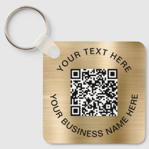QR Code Promotional Gold Key Ring