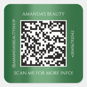QR Code Promotional Name Contact Greenery  Square Sticker