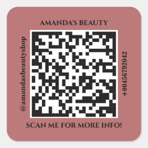 QR Code Promotional Name Web Red Square Sticker