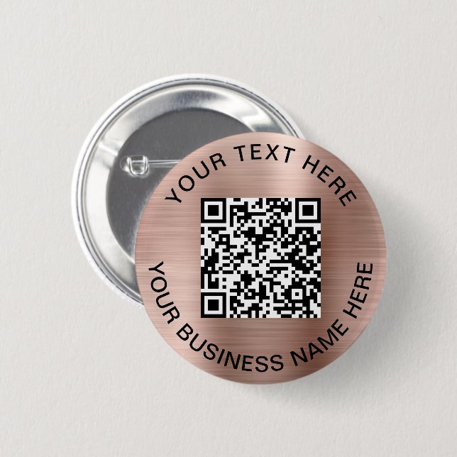 QR Code Promotional Rose Gold 6 Cm Round Badge (Front & Back)