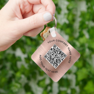 QR Code Promotional Rose Gold Key Ring