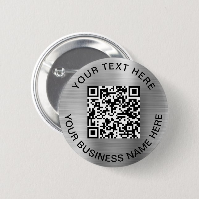 QR Code Promotional Silver 6 Cm Round Badge (Front & Back)