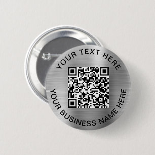 QR Code Promotional Silver 6 Cm Round Badge
