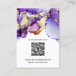 *~* QR CODE Purple Lavender Glam AP29 Gold Gilded Business Card