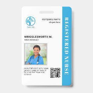 QR Code Registered Nurse Medical Centre Photo ID Badge