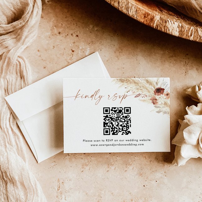 QR Code Response Card | Boho Wedding RSVP Card (Creator Uploaded)