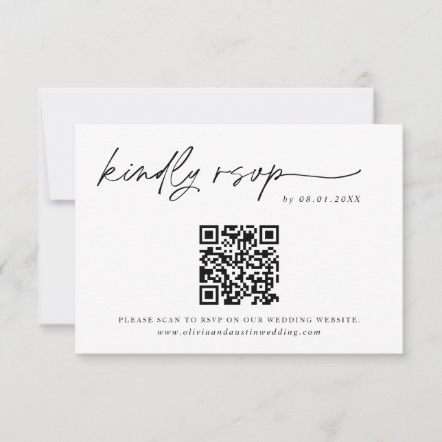 QR Code Response Card | Minimalist Wedding RSVP (Front)
