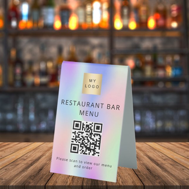 QR code restaurant cafe bar scan menu holographic (Creator Uploaded)
