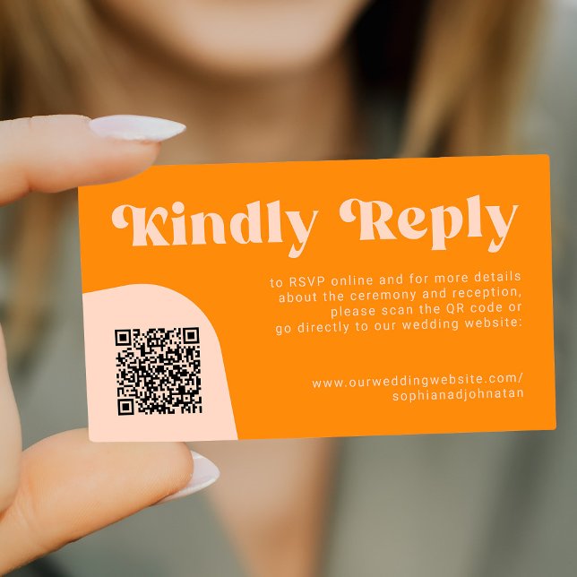 QR Code retro wedding budget online RSVP Enclosure Card (Creator Uploaded)