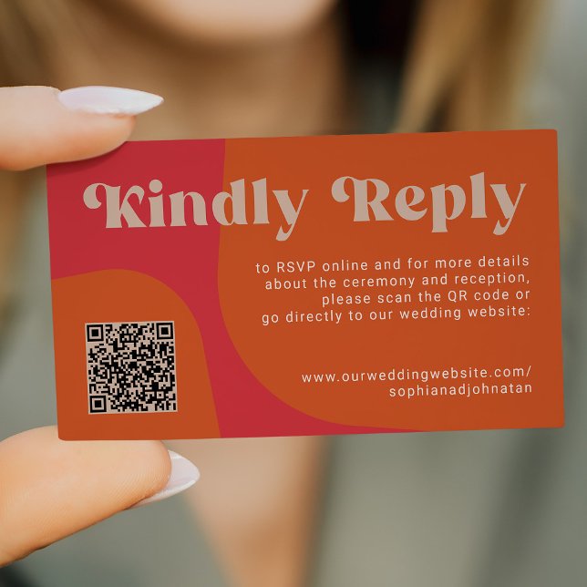 QR Code retro wedding budget online RSVP Enclosure Card (Creator Uploaded)